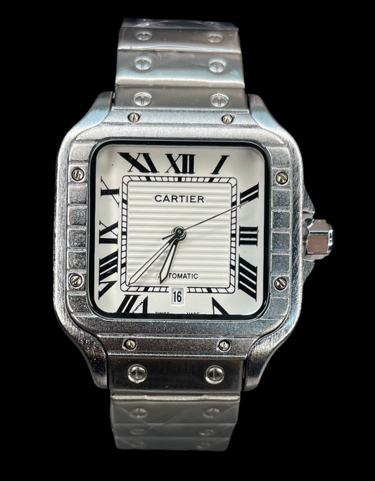 CARTIER METAL PLATEADO TABLERO BLANCO